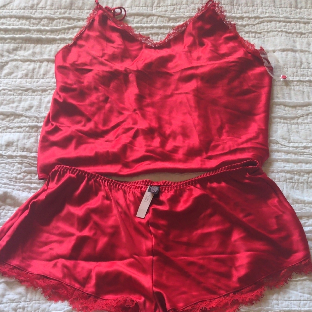 Victoria's Secret Red Silky Sleepwear Set